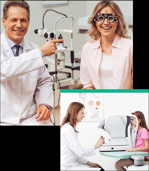 Eye care professionals with patients